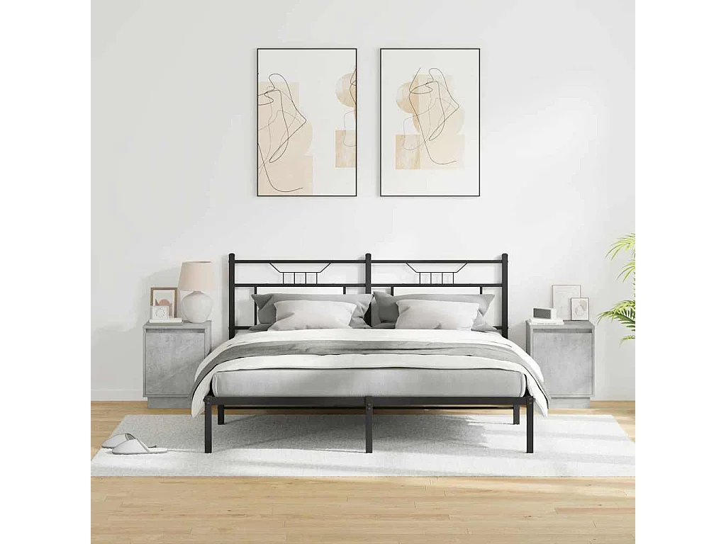 Cabinet de chevet avec 2 pcs Gris béton 39 x 34.5 x 50 cm