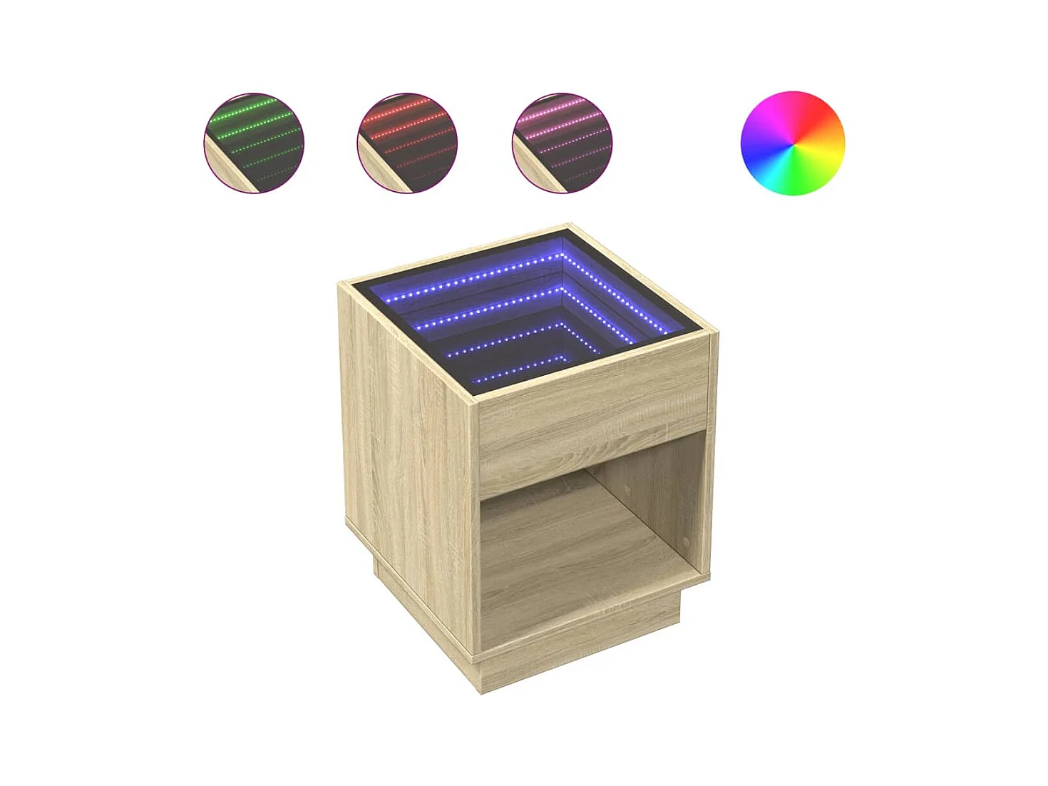 Comodino con LED infinity rovere sonoma 40x40x50 cm
