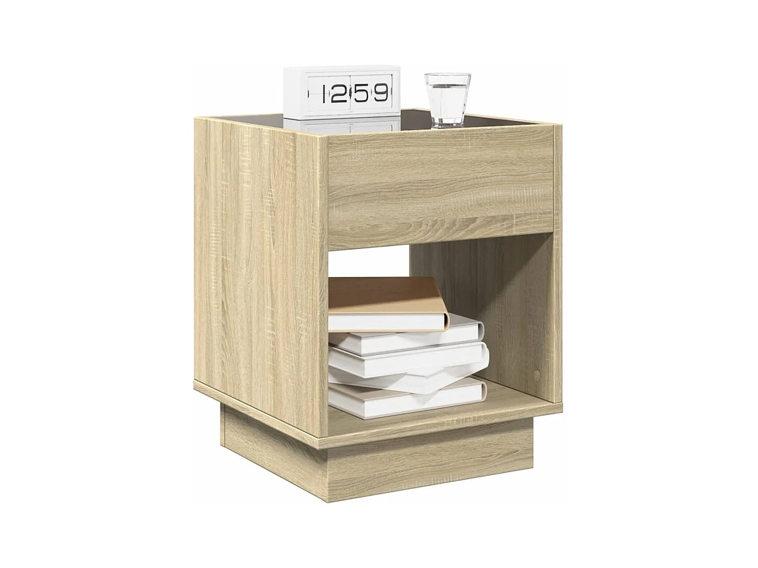 Comodino con LED infinity rovere sonoma 40x40x50 cm