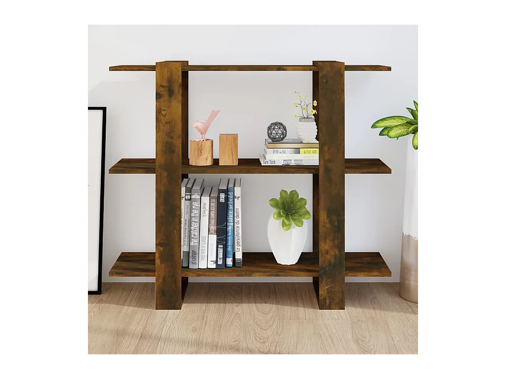 Bibliothèque/Séparateur de pièce Chêne fumé 100x30x87 cm