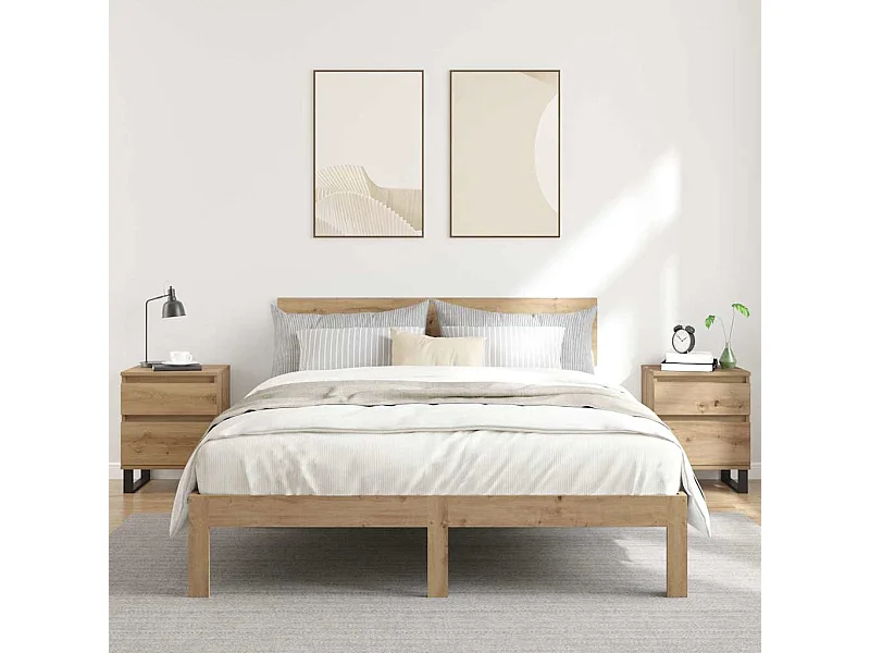 Comodini 2 pezzi in rovere fatti a mano 40x35x50 cm