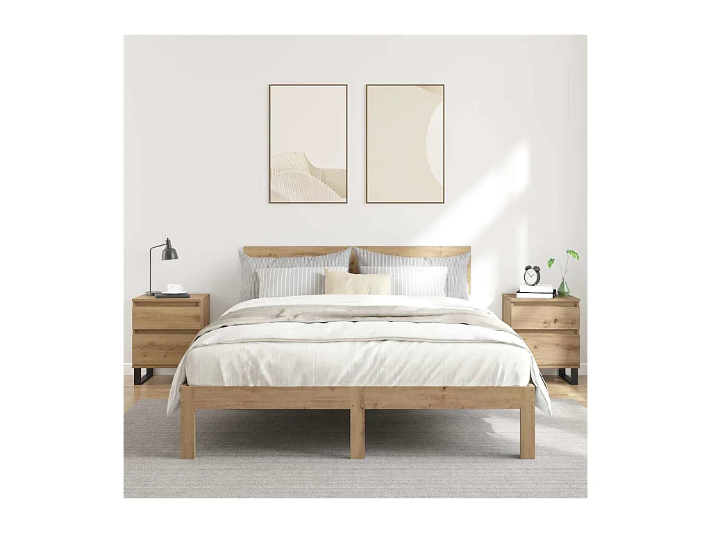 Comodini 2 pezzi in rovere fatti a mano 40x35x50 cm