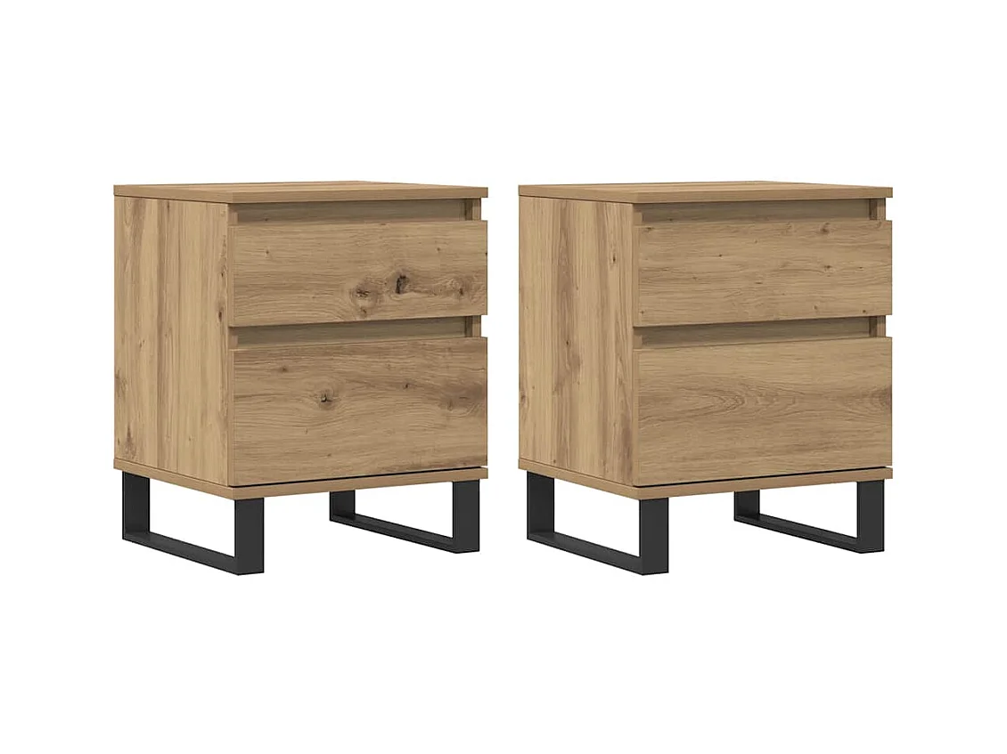 Comodini 2 pezzi in rovere fatti a mano 40x35x50 cm