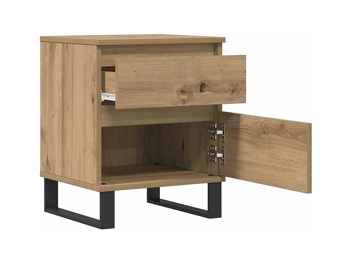 Comodini 2 pezzi in rovere fatti a mano 40x35x50 cm