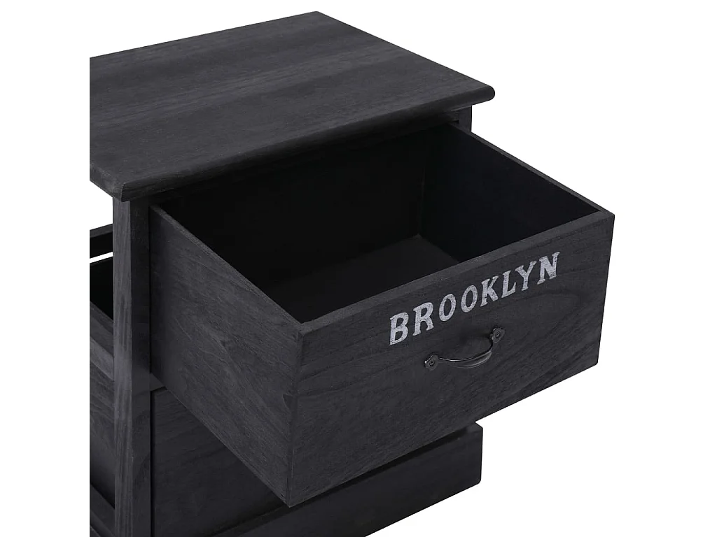 Table de chevet Noir 38 x 28 x 45 cm Bois de Paulownia