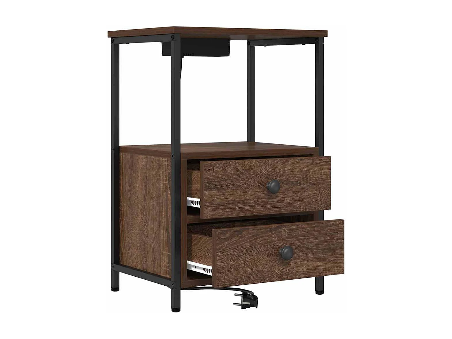 Table de nuit avec station de chargement 2 pcs Chêne marron