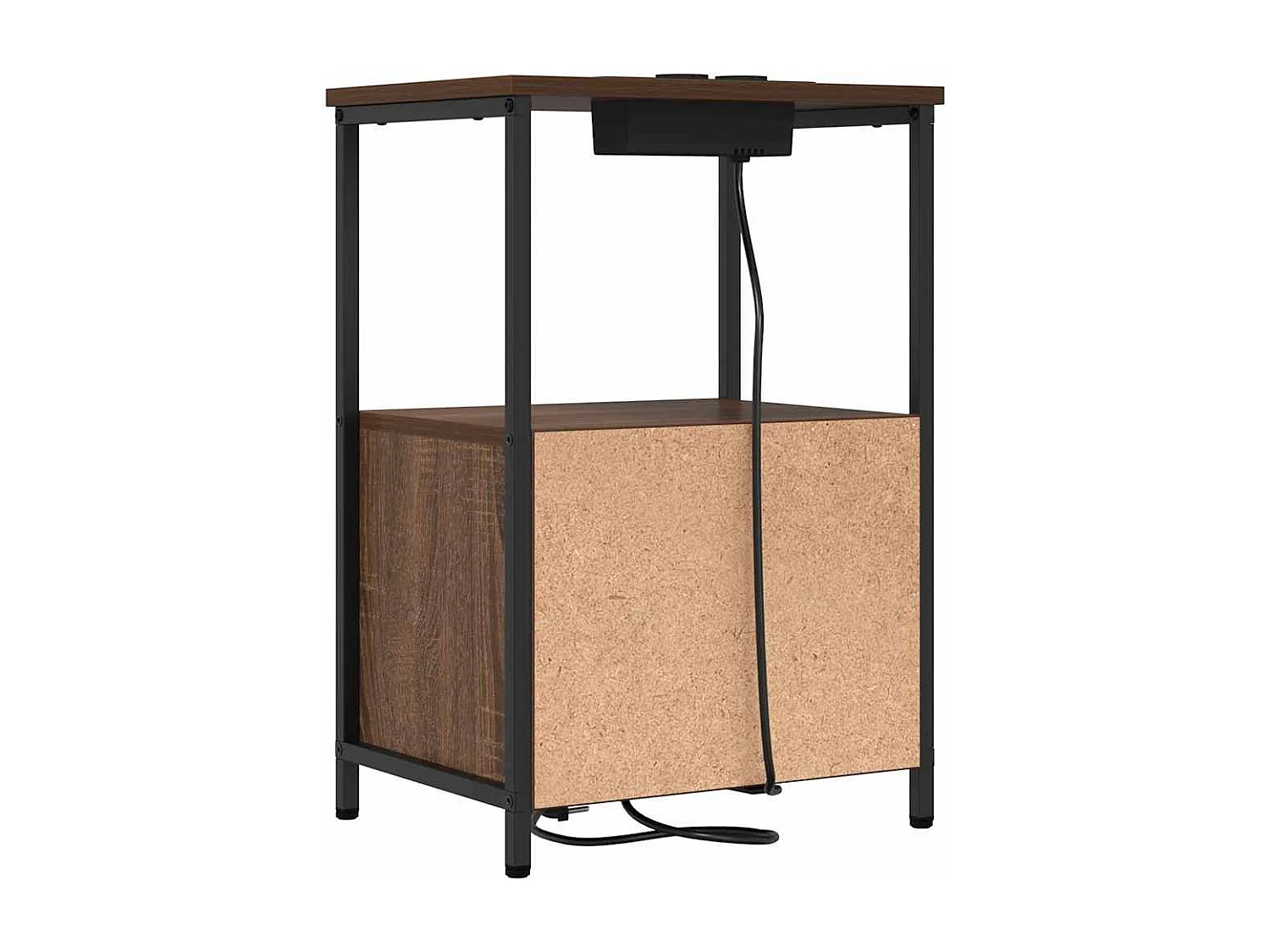 Table de nuit avec station de chargement 2 pcs Chêne marron