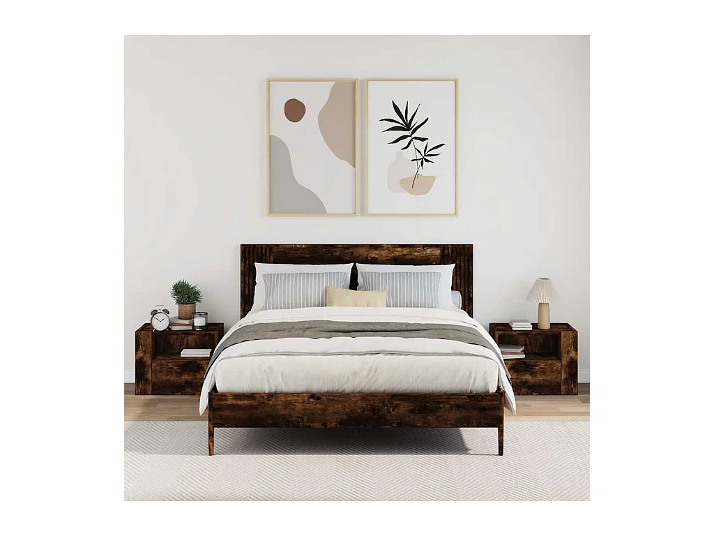 Comodini da parete 2 pz rovere affumicato 45x30x35 cm