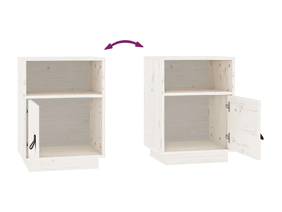 Table de chevet Blanc 40x34x55 cm Bois de pin solide