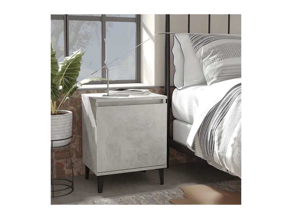 Comodini con gambe in metallo grigio cemento 40x30x50 cm