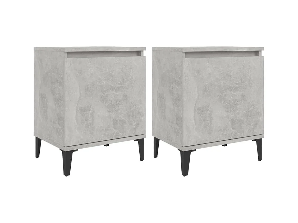 Comodini con gambe in metallo grigio cemento 40x30x50 cm