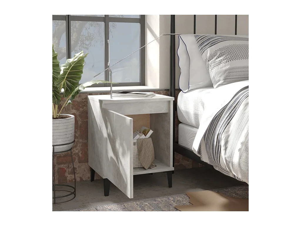 Comodini con gambe in metallo grigio cemento 40x30x50 cm