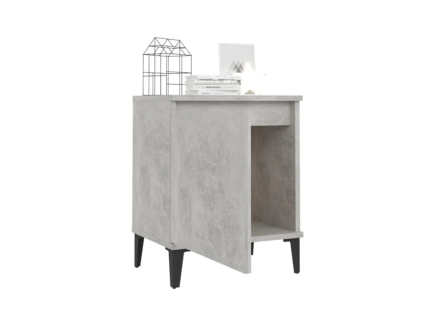 Comodini con gambe in metallo grigio cemento 40x30x50 cm