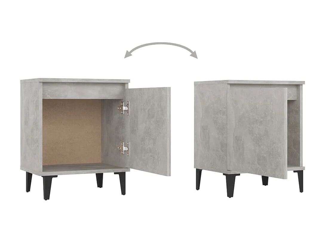 Tables de chevet avec pieds en métal gris béton 40x30x50 cm