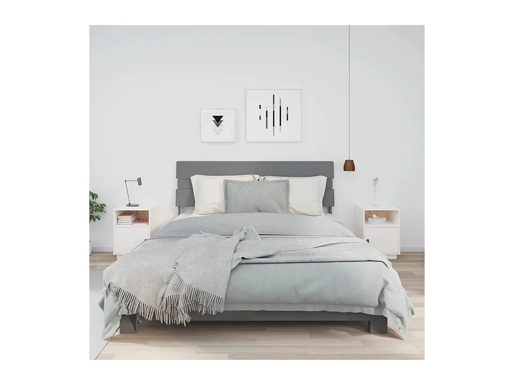 Mesitas de noche 2 uds Blanco 40x34x55 cm Madera maciza de pino