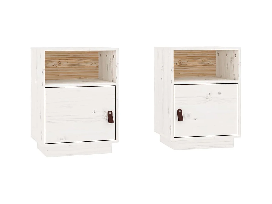 Mesitas de noche 2 uds Blanco 40x34x55 cm Madera maciza de pino