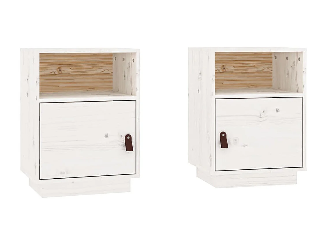 Comodini 2 pz Bianco 40x34x55 cm Legno massello di pino