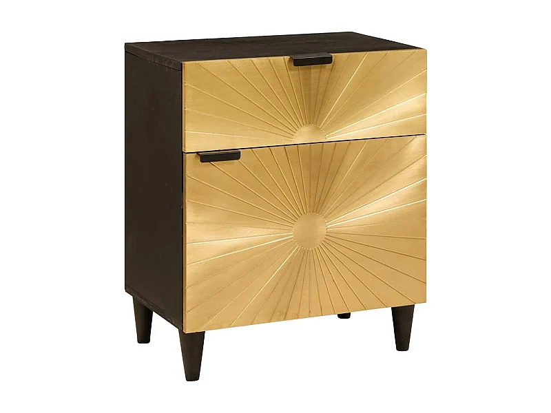 Table de chevet avec tiroir Noir et or 50 x 33 x 60 cm