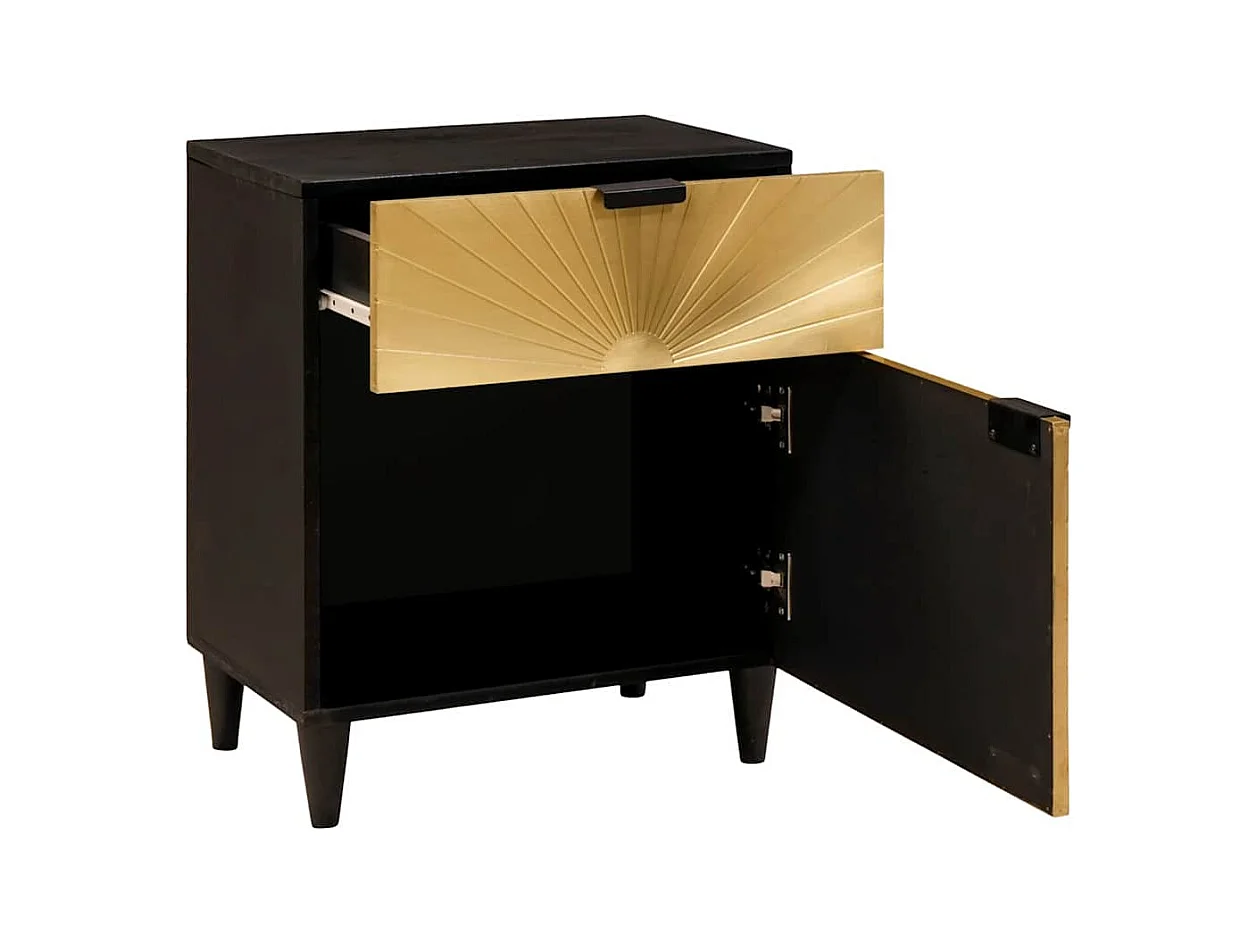 Table de chevet avec tiroir Noir et or 50 x 33 x 60 cm