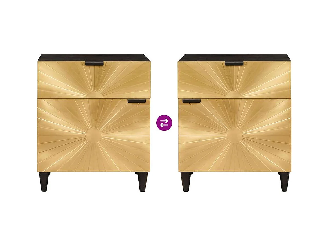 Table de chevet avec tiroir Noir et or 50 x 33 x 60 cm