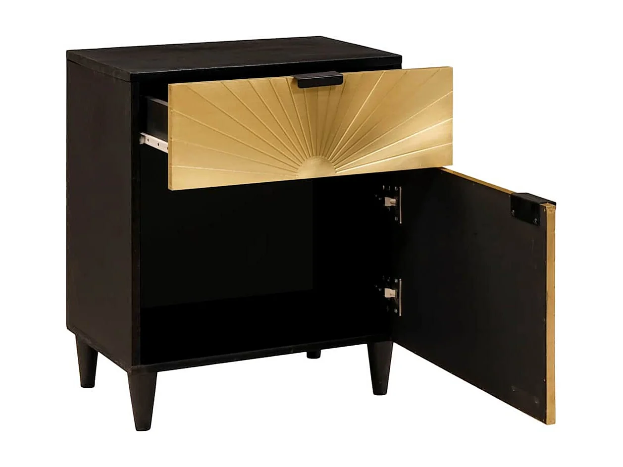 Table de chevet avec tiroir Noir et or 50 x 33 x 60 cm