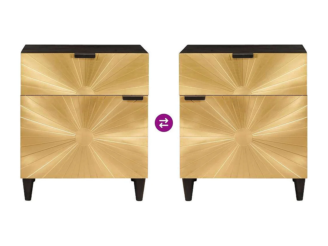 Table de chevet avec tiroir Noir et or 50 x 33 x 60 cm