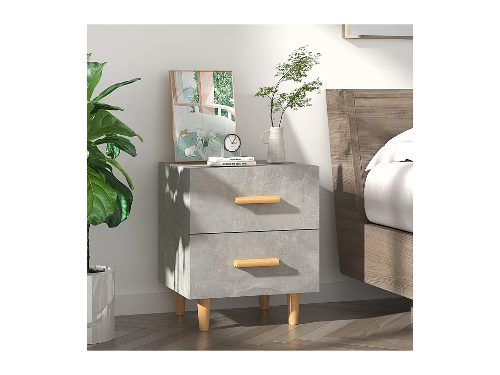 Mesita de noche gris hormigón 40x35x47,5 cm