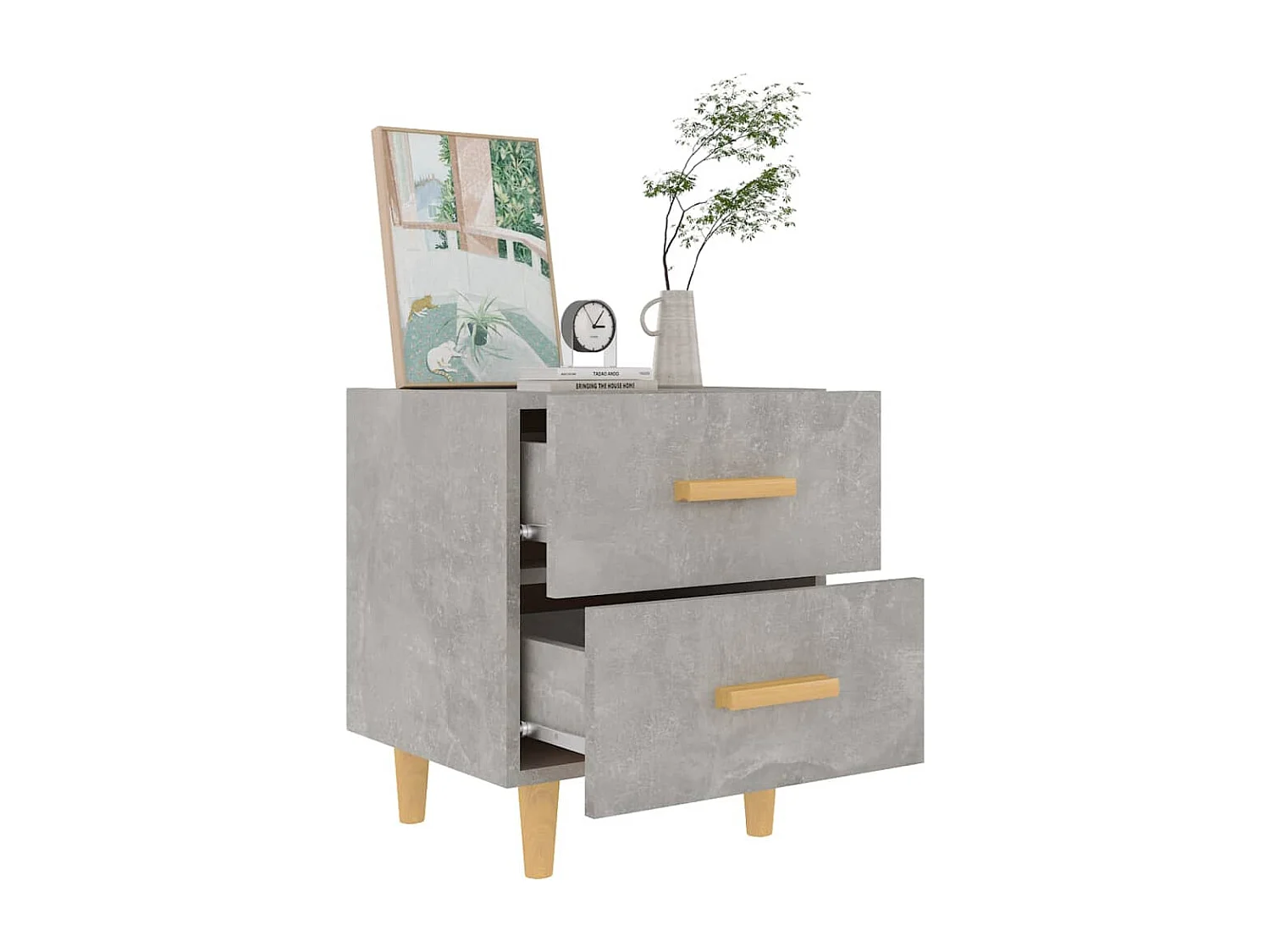 Table de chevet Gris béton 40x35x47,5 cm