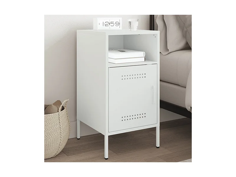 Weißer Nachttisch 36x39x68 cm Stahl
