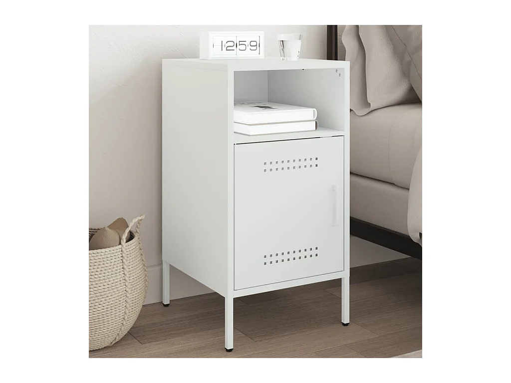 Table de chevet blanc 36x39x68 cm acier