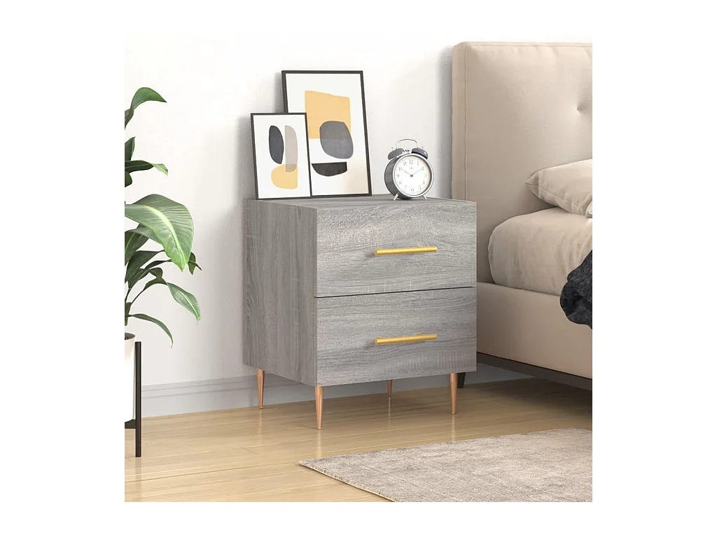 Mesita de noche Sonoma gris 40x35x47,5 cm Madera de ingeniería