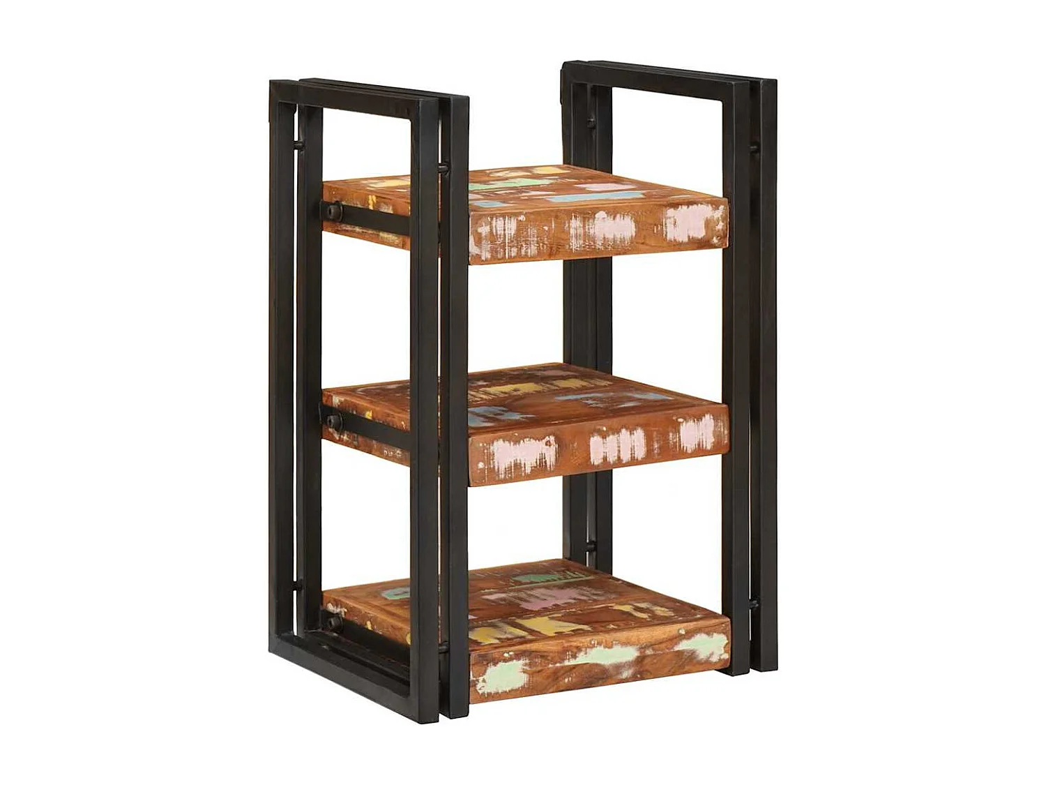 Table de chevet Marron et noir Bois massif récupéré