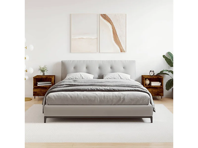 Comodini 2 pezzi rovere affumicato 40x35x50 cm legno ingegnerizzato