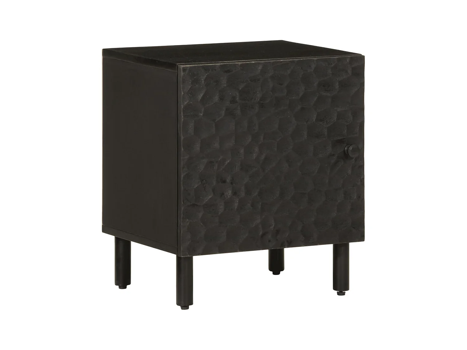 Comodino nero 40x33x46 cm in legno massello di mango