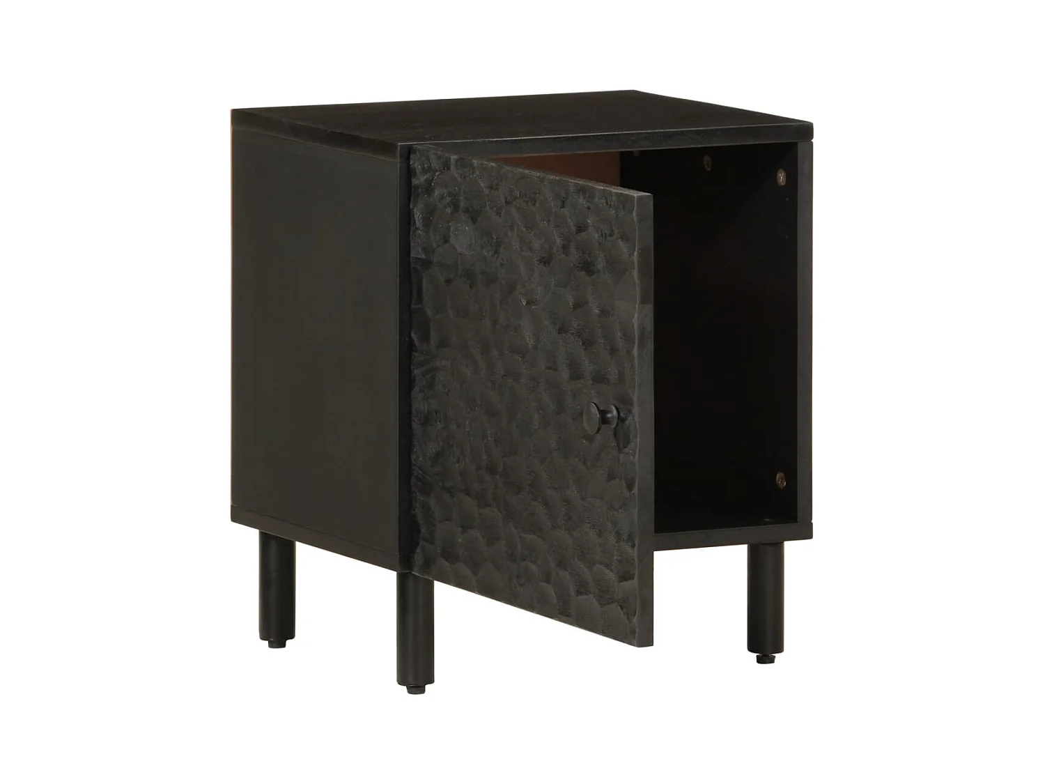 Table de chevet noir 40x33x46 cm bois de manguier solide