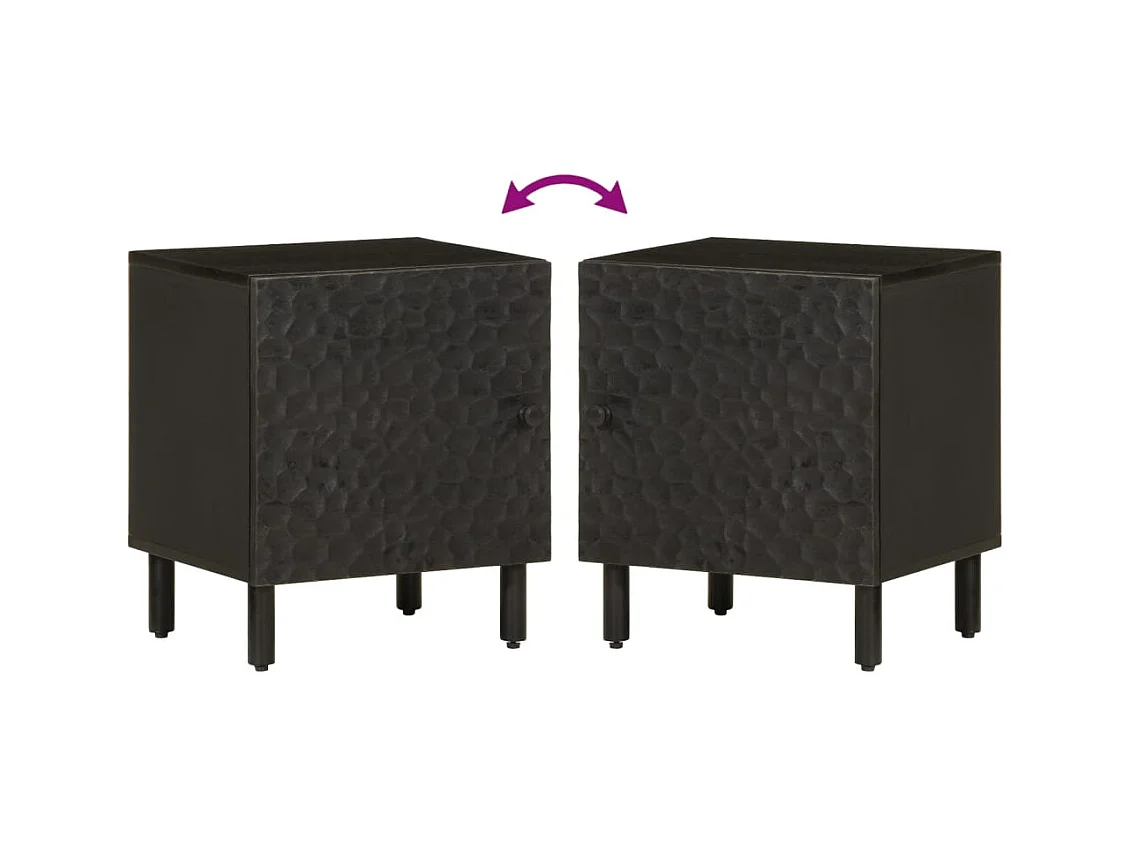 Table de chevet noir 40x33x46 cm bois de manguier solide