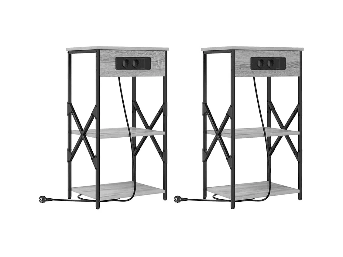 Mesitas de noche 2 piezas Sonoma gris 41 x 31 x 76 cm