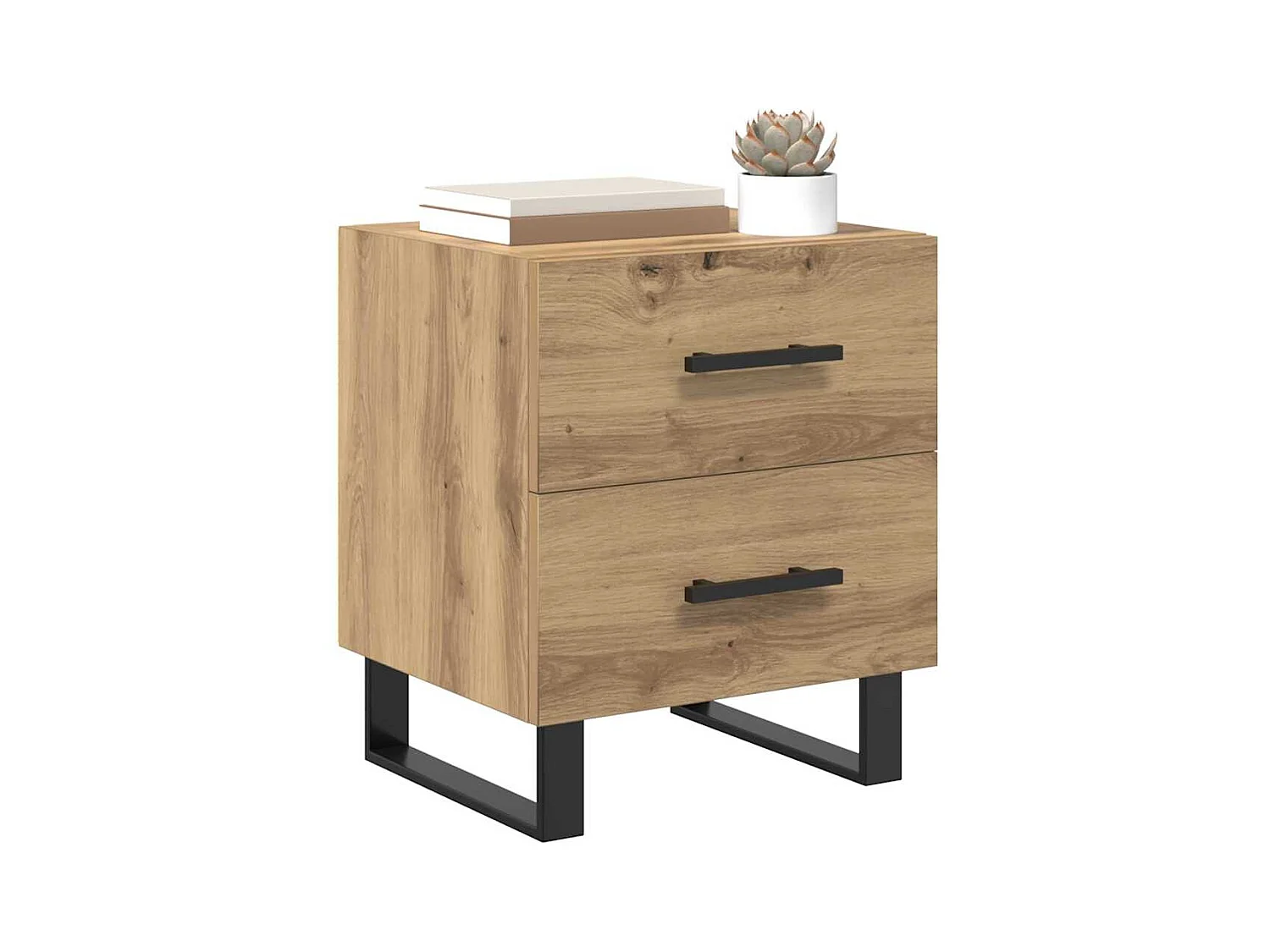 Cabinet de chevet avec tiroir chêne artisanal 40 x 35 x 47.5 cm