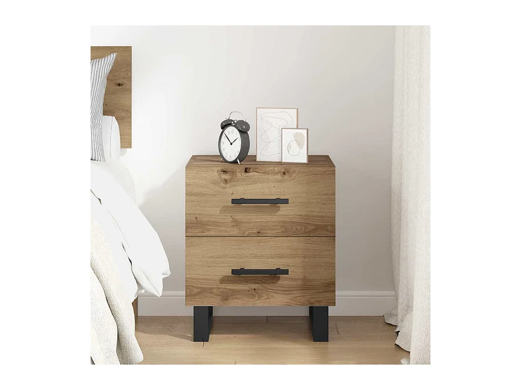 Cabinet de chevet avec tiroir chêne artisanal 40 x 35 x 47.5 cm