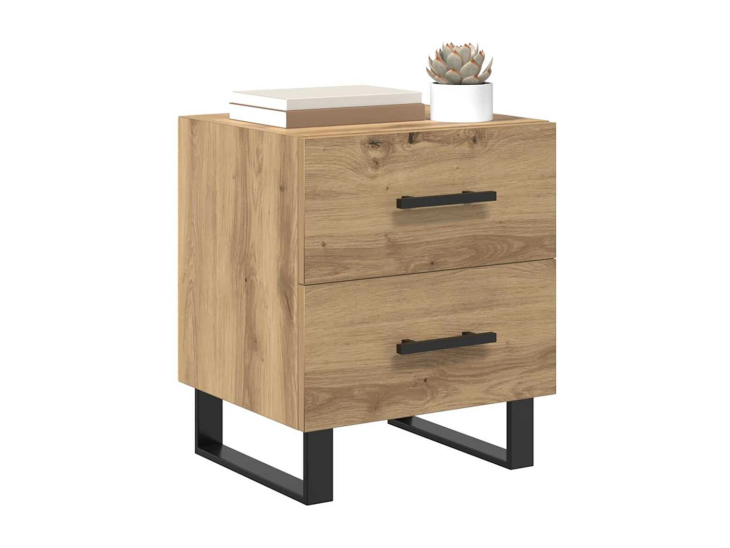 Cabinet de chevet avec tiroir chêne artisanal 40 x 35 x 47.5 cm