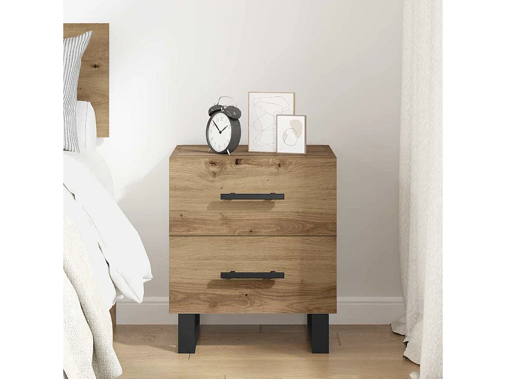 Cabinet de chevet avec tiroir chêne artisanal 40 x 35 x 47.5 cm