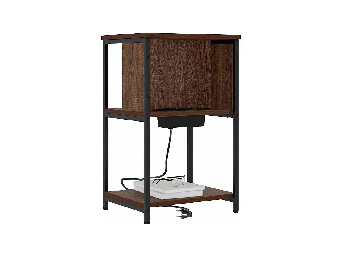 Mesilla de noche 2 piezas Roble marrón 38 x 31 x 61 cm