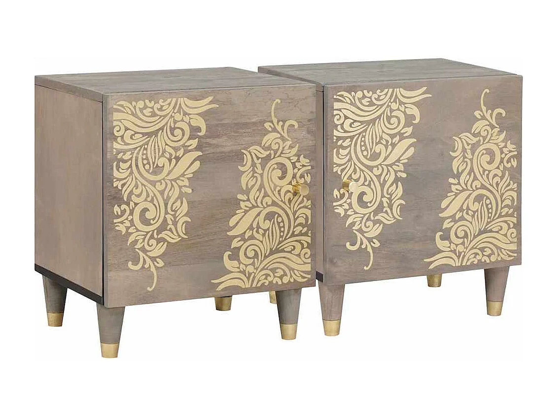 Cabinet de chevet 2 pcs Gris 40 x 33 x 46 cm