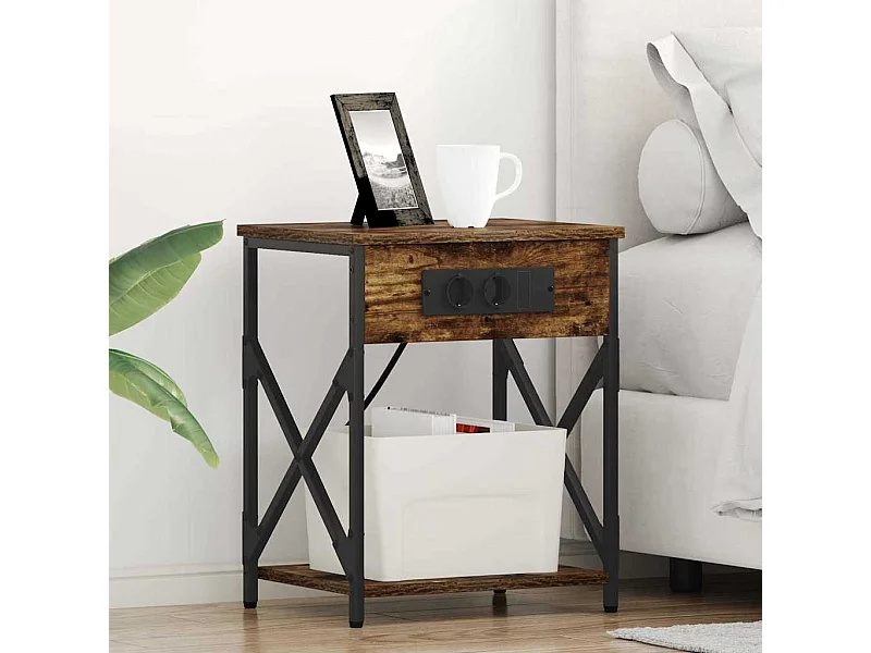 Cabinet de chevet avec tiroir 2 pcs Chêne fumé 41 x 31 x 51 cm