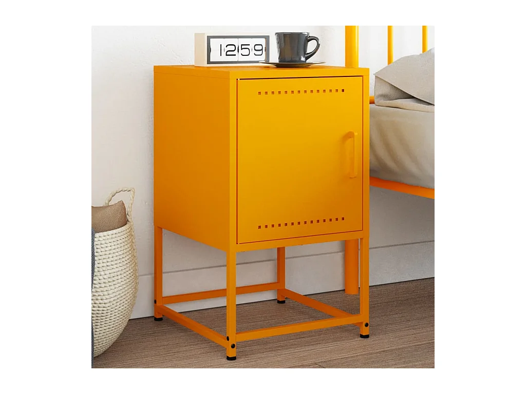 Mosterdgeel nachtkastje 36x39x60,5 cm staal