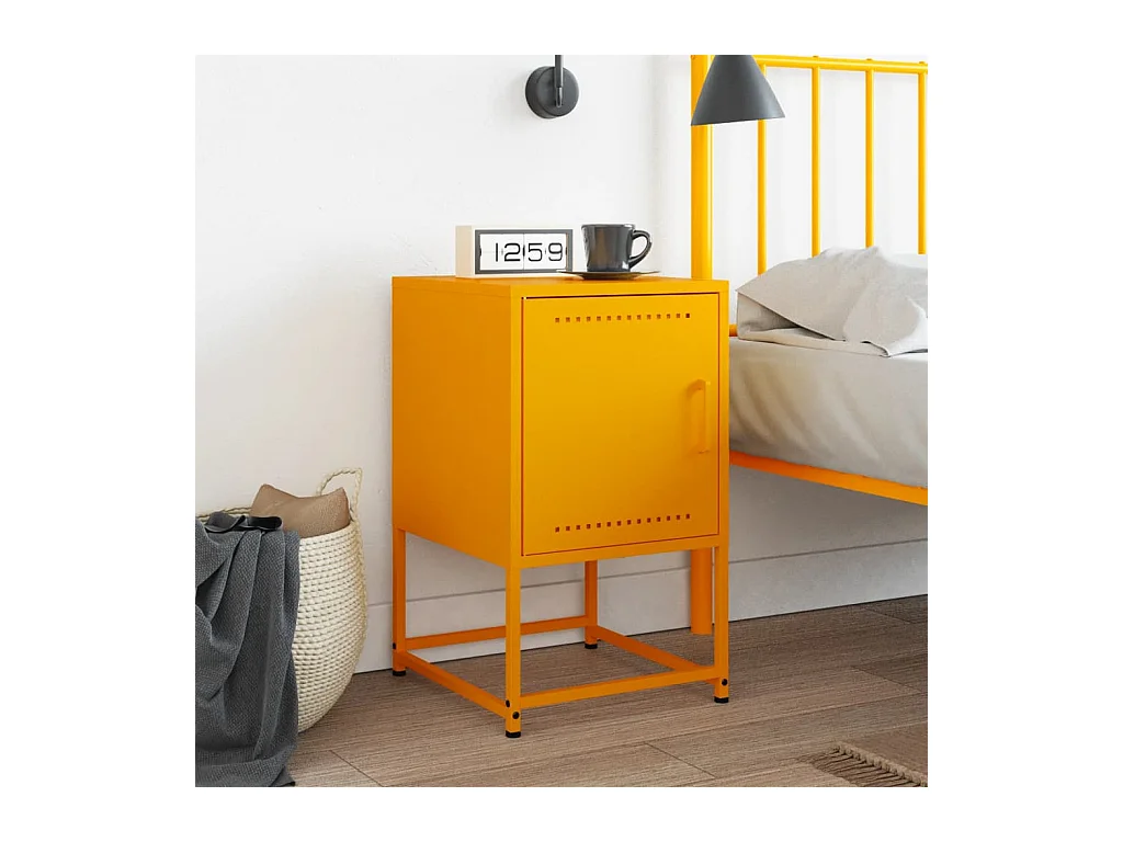 Mosterdgeel nachtkastje 36x39x60,5 cm staal