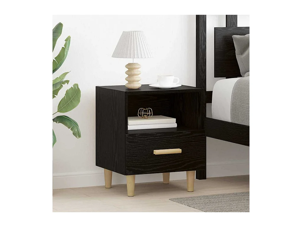 Mesilla de noche con cajón Roble negro 40 x 35 x 47,5 cm