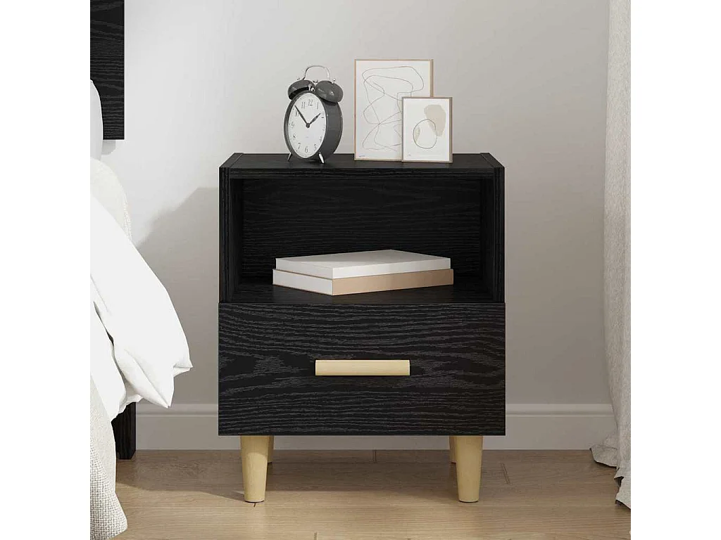 Cabinet de chevet avec tiroir Chêne noir 40 x 35 x 47.5 cm