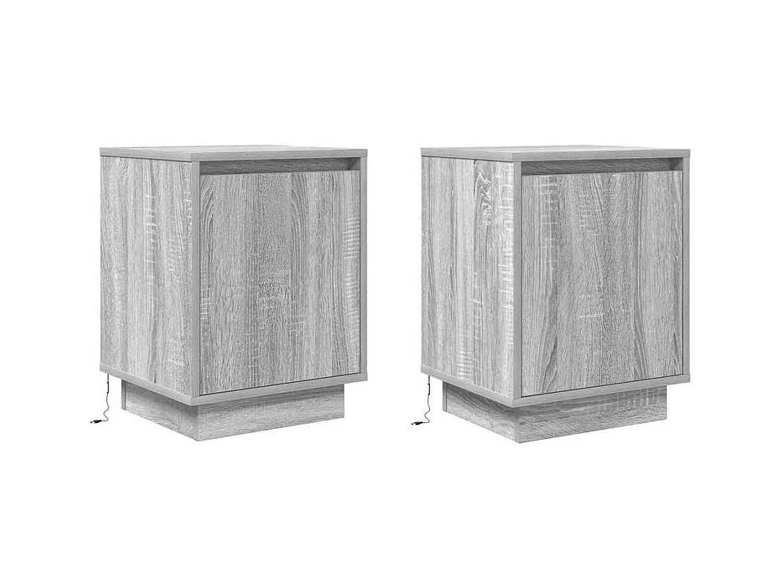 Comodini con luci LED 2 pezzi grigio sonoma 38x34x50cm