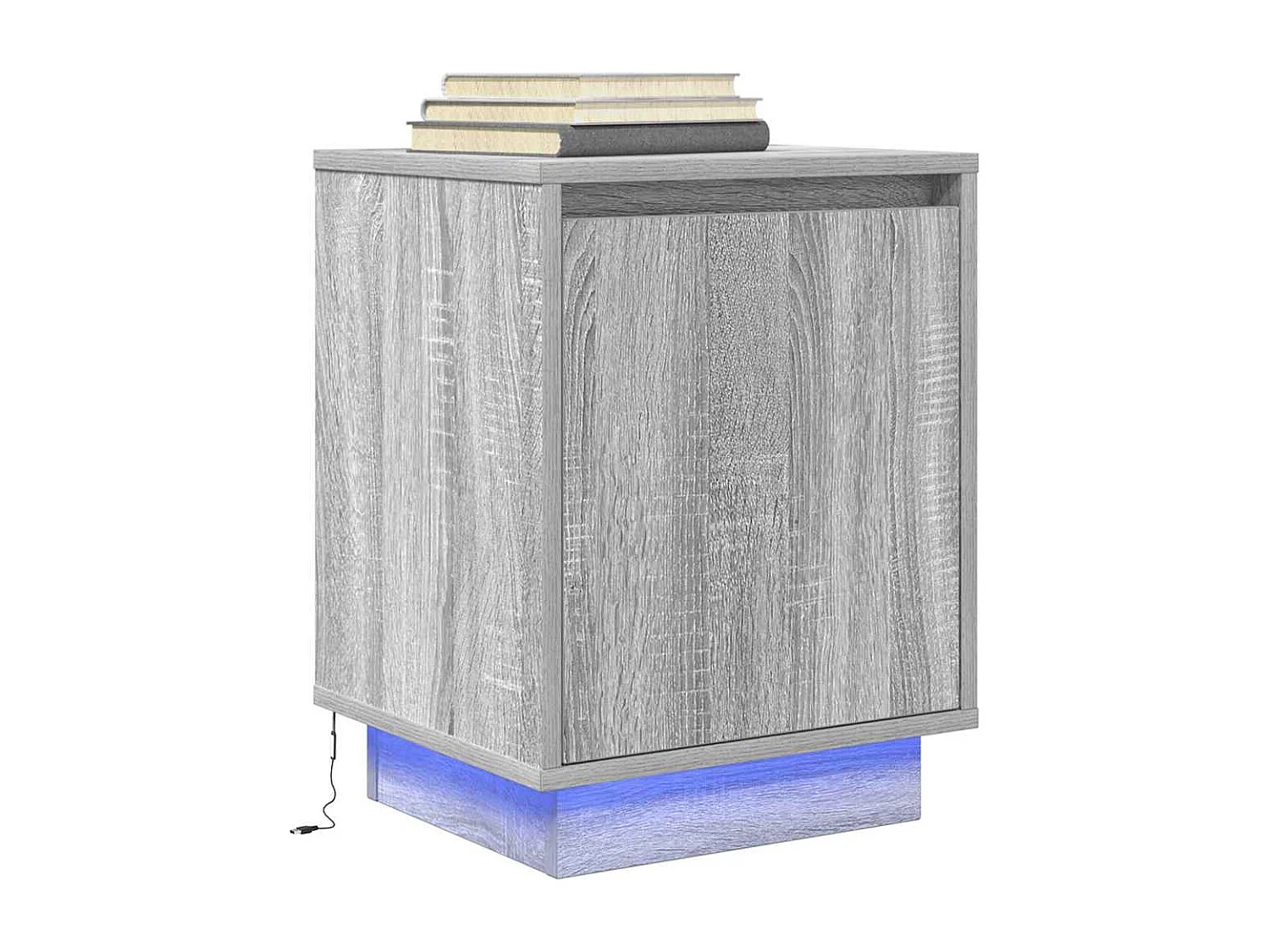 Tables de chevet avec lumières LED 2 pcs sonoma gris 38x34x50cm